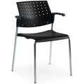 Gec Global„¢ Stacking Chair with Arms - Plastic - Black - Sonic Series 6513CH-BK/BK